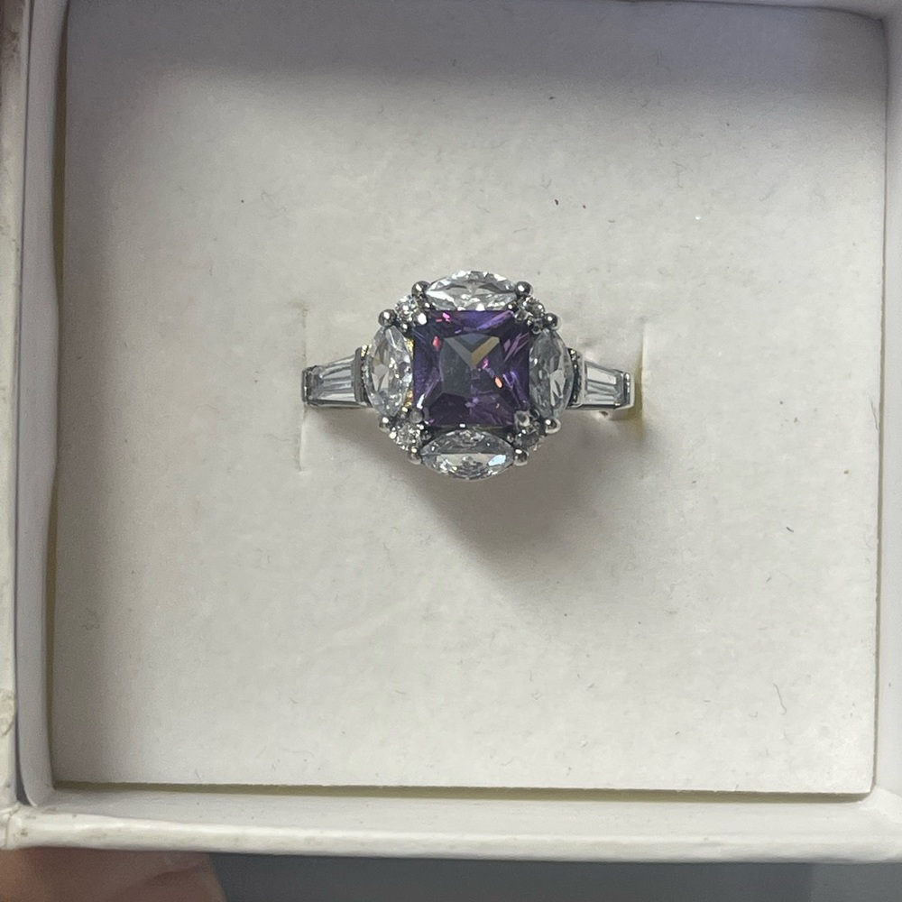 Elegant amethyst lab created stone  and Silver .925  Women's Ring